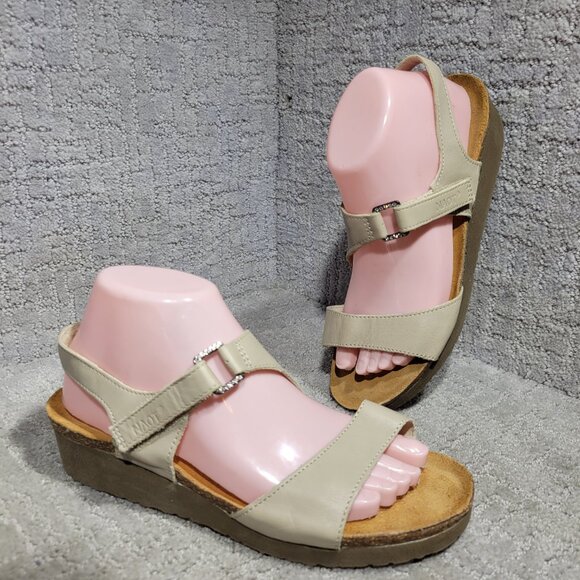 Naot Madison Low Women's Size 9 US Beige Leather Comfort Wedge Sandals - Picture 9 of 12